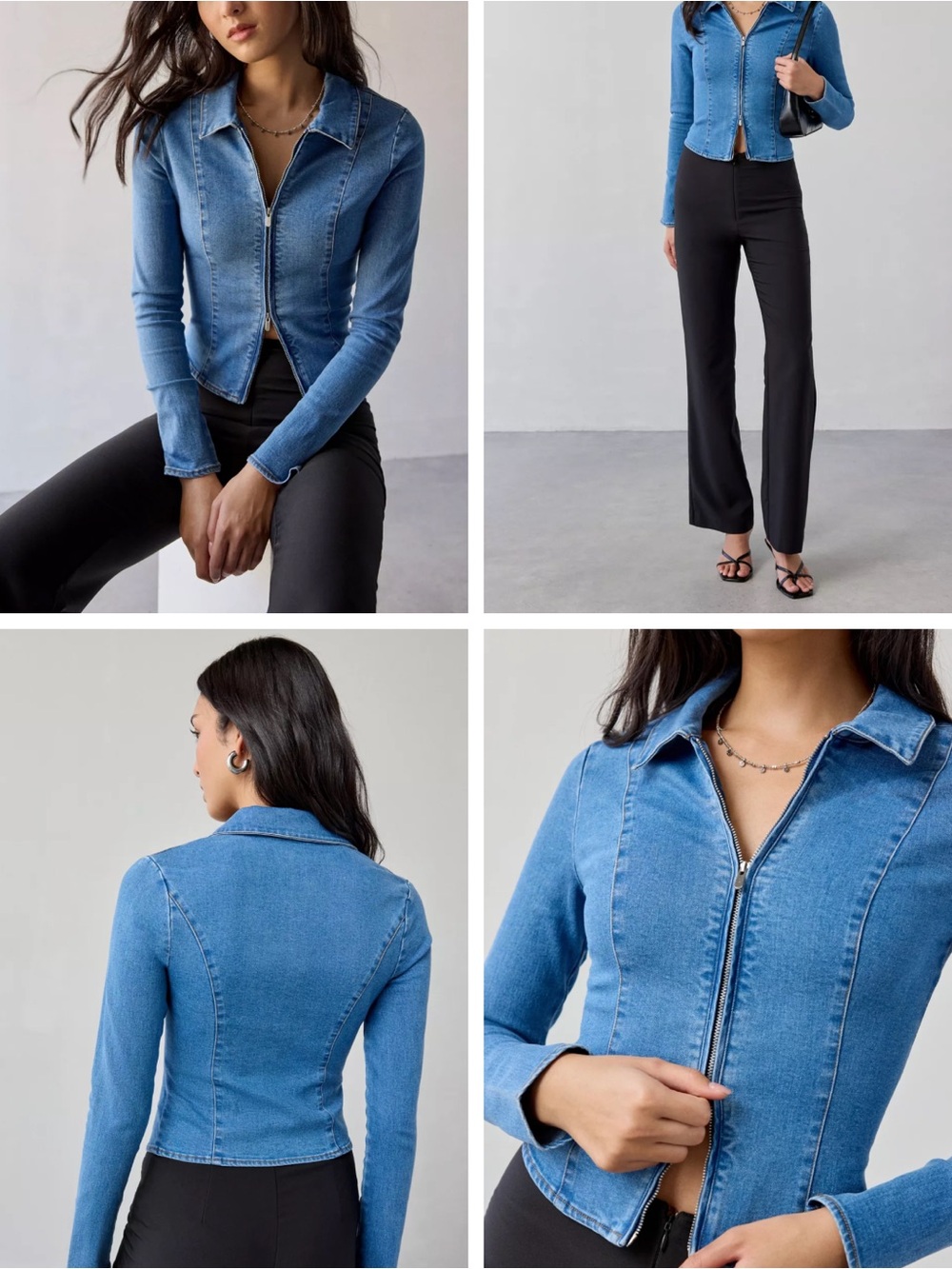 Blue Denim Zip-Front Women's shirt